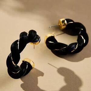Anthropologie Faux-Leather Twist Hoop Earrings